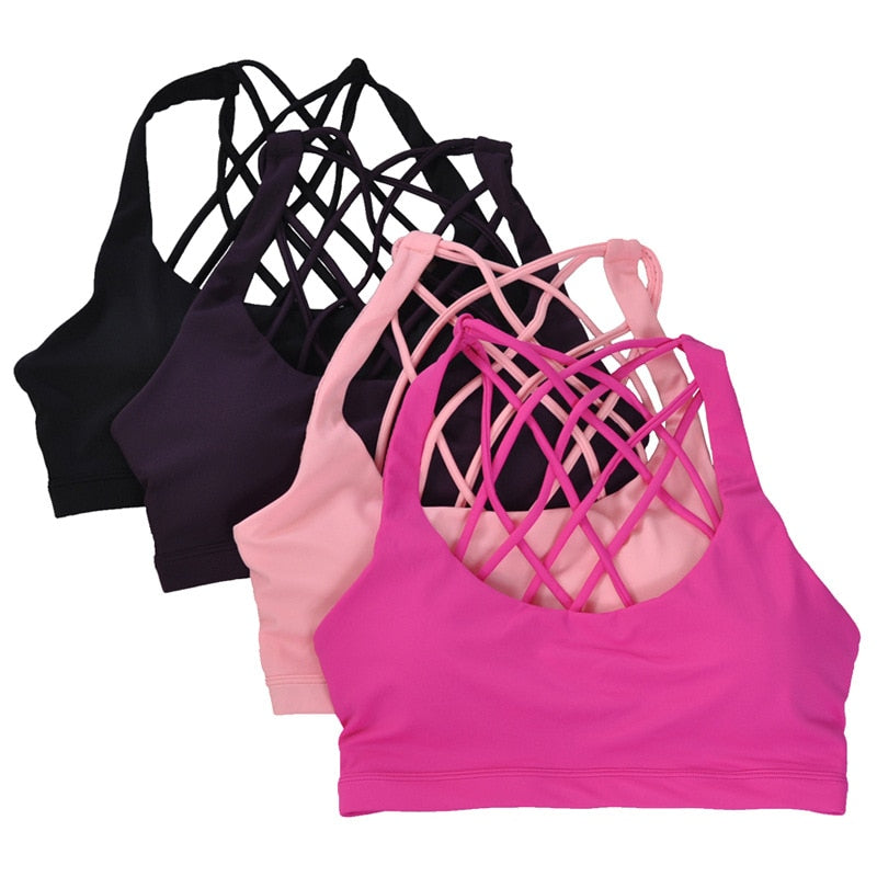 Women Padded Sports Cross Back Bra