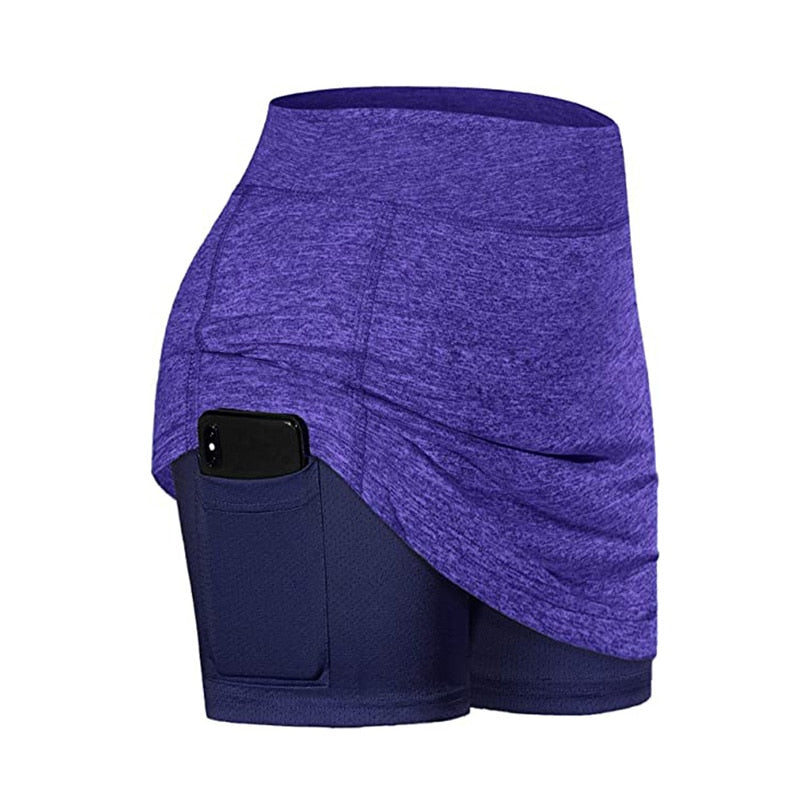 2-In-1 Tennis Skirt Sport Fitness Shorts