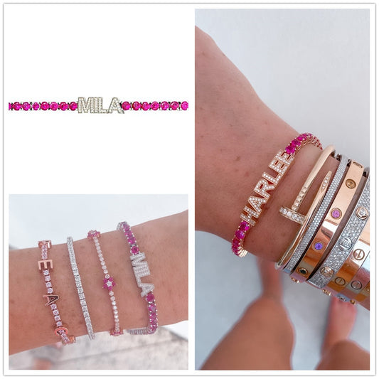 Women Colorful Custom Name Bracelet