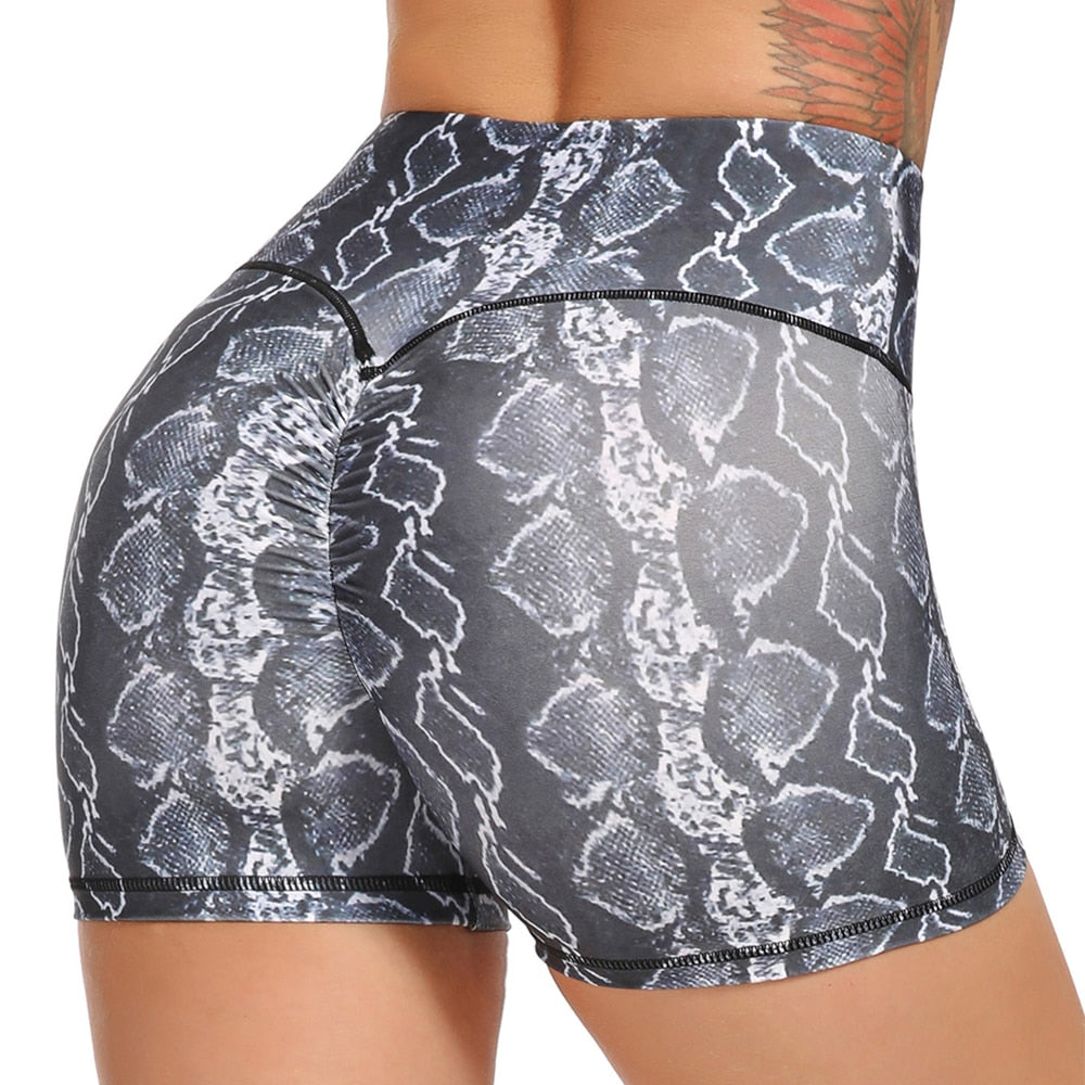 Women High Waist Gym Leopard Print Shorts