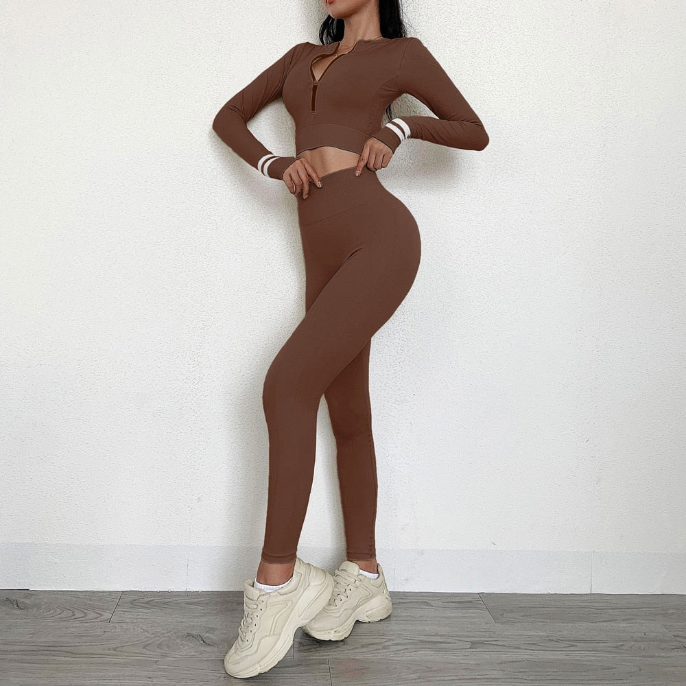 Women 2pcs Seamless Sport Tracksuit