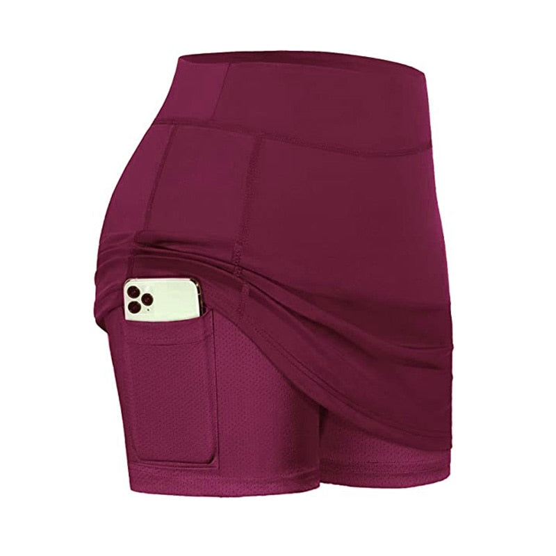 2-In-1 Tennis Skirt Sport Fitness Shorts