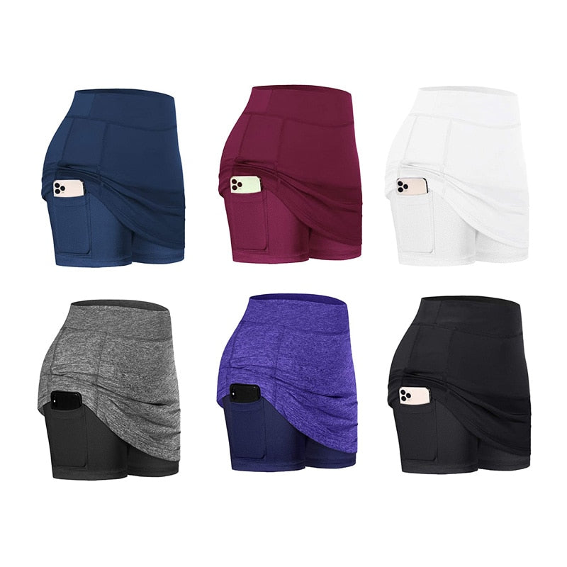 2-In-1 Tennis Skirt Sport Fitness Shorts