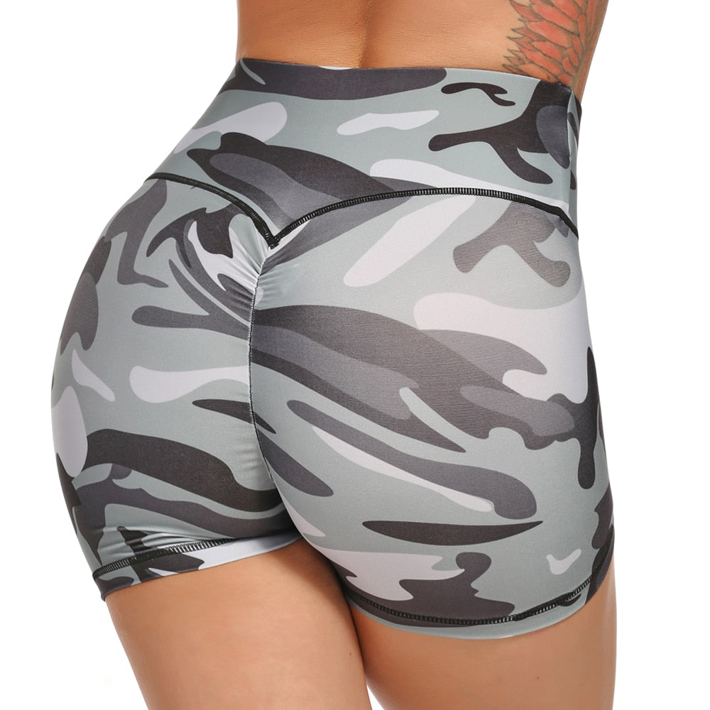 Women High Waist Gym Leopard Print Shorts