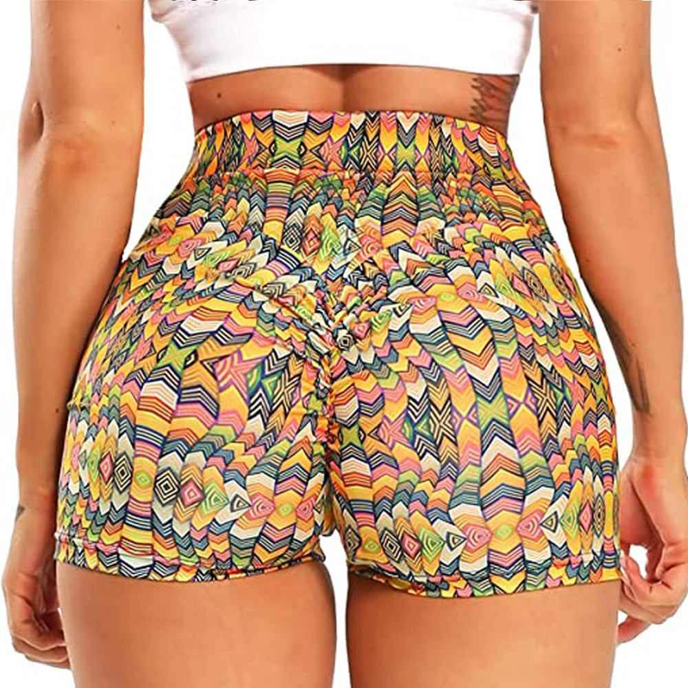 Women High Waist Gym Leopard Print Shorts