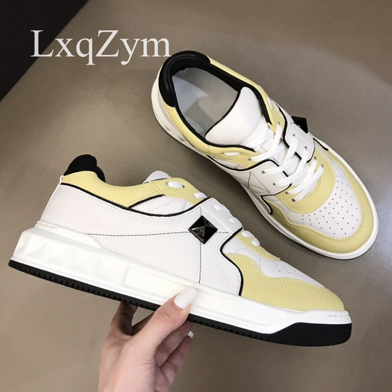 Men Cowhide Luxury Casual Tennis Shoes