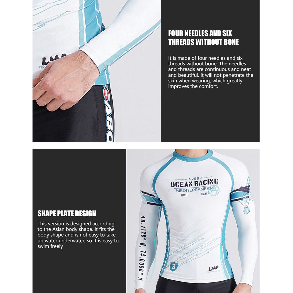 Men Long Sleeve Water Sports Fitness Suit