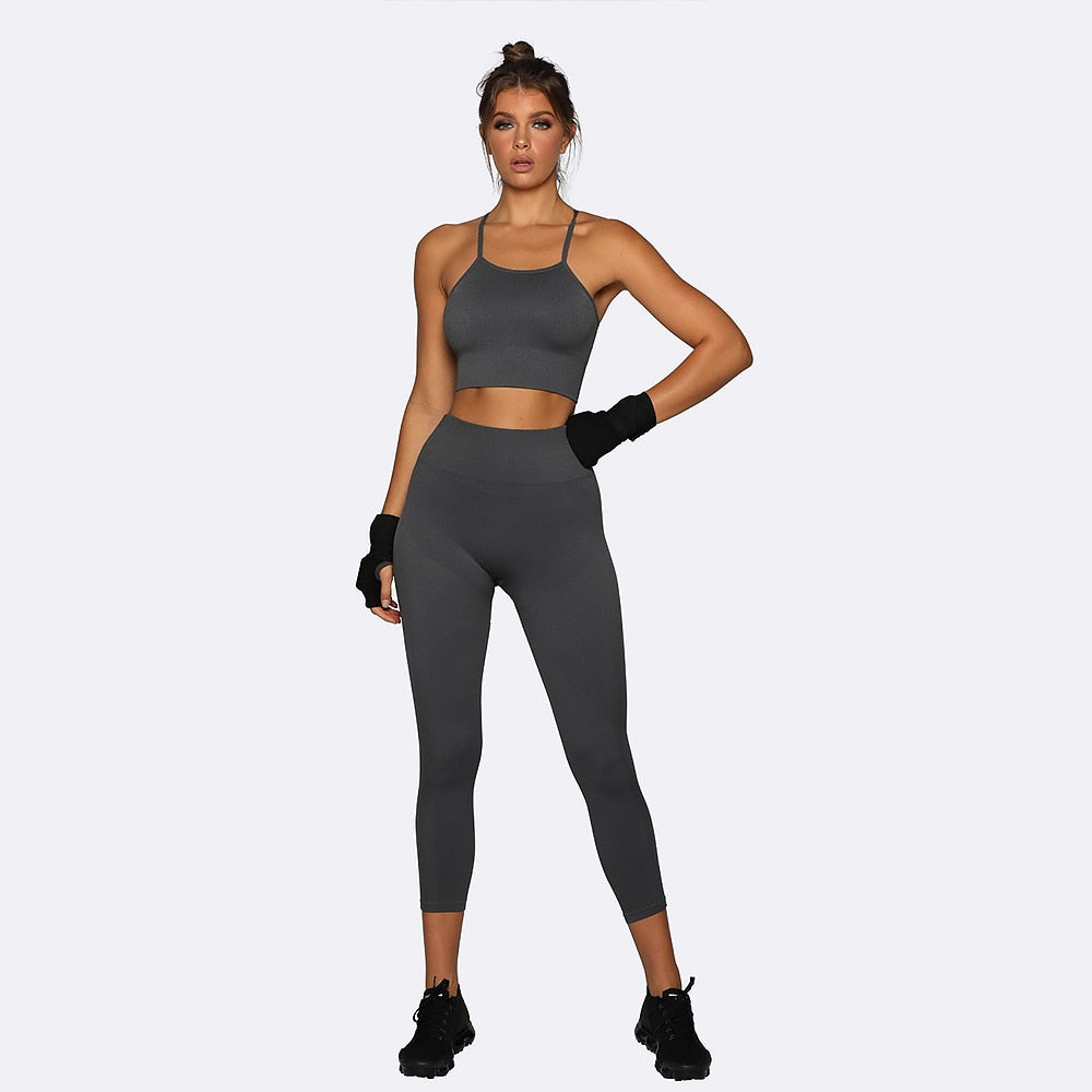 Women 2pcs Seamless Sport Tracksuit