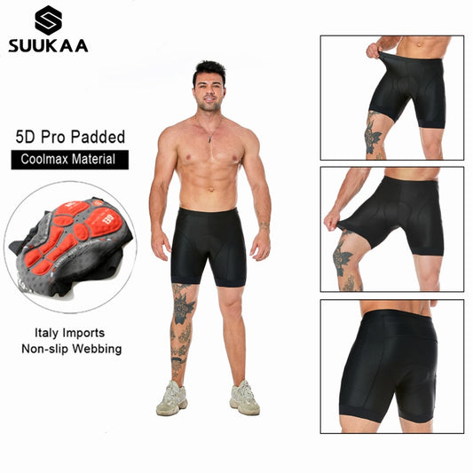 Men's Padded Bicycle Liner Shorts w/Anti-Slip Grips