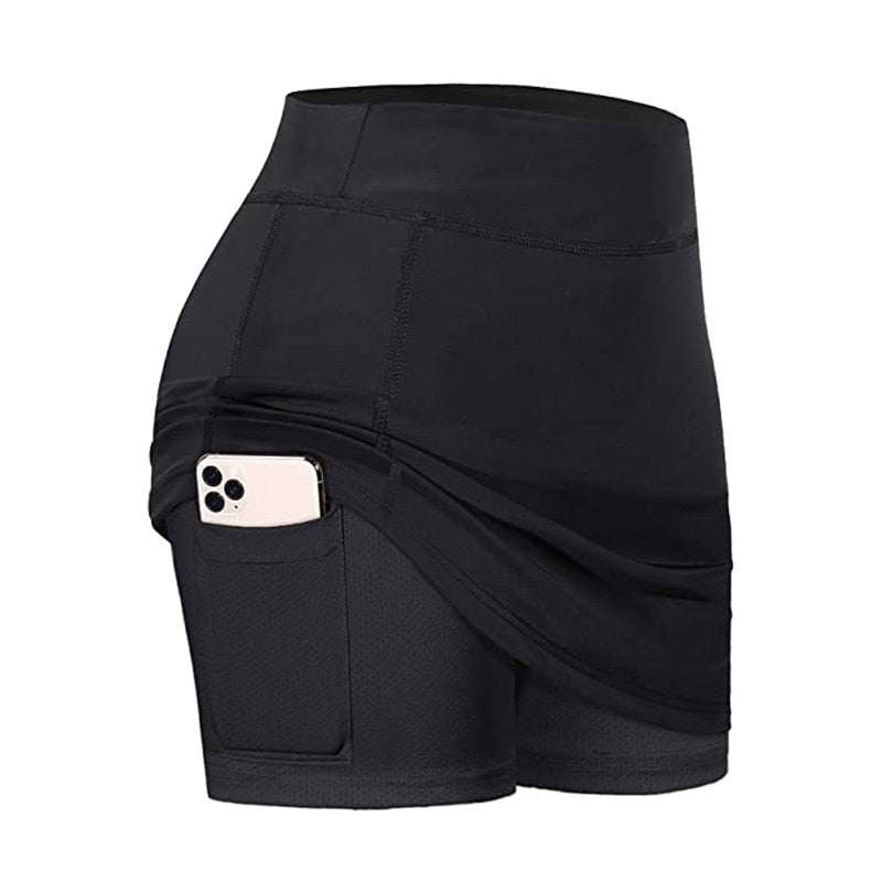 2-In-1 Tennis Skirt Sport Fitness Shorts