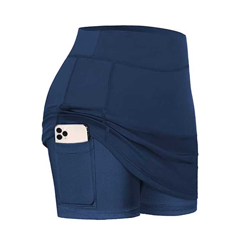 2-In-1 Tennis Skirt Sport Fitness Shorts