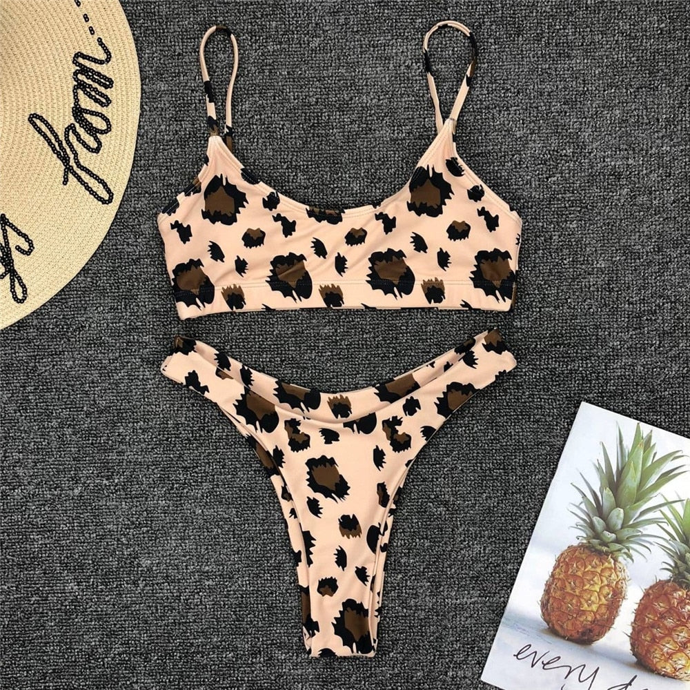 Snakeskin, Leopard Sexy Bikini Push Up Swimsuit