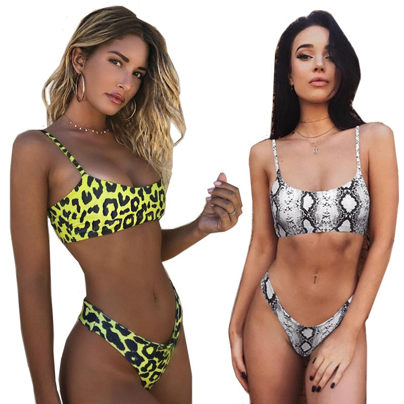 Snakeskin, Leopard Sexy Bikini Push Up Swimsuit