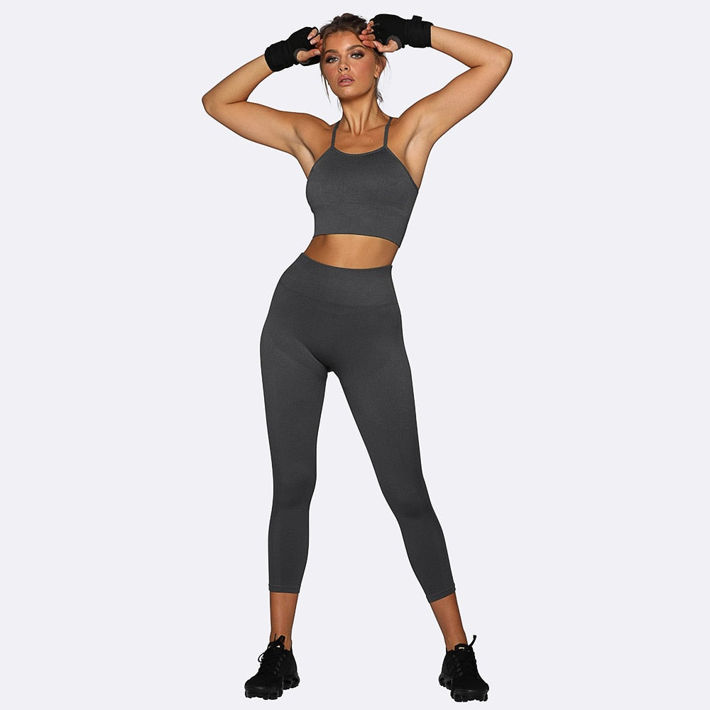 Women 2pcs Seamless Sport Tracksuit