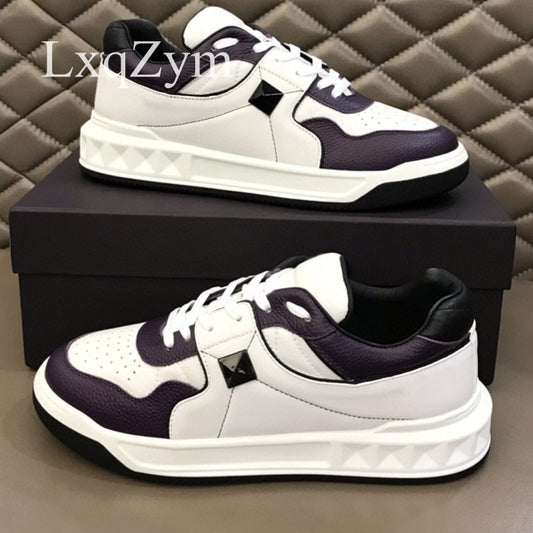 Men Cowhide Luxury Casual Tennis Shoes