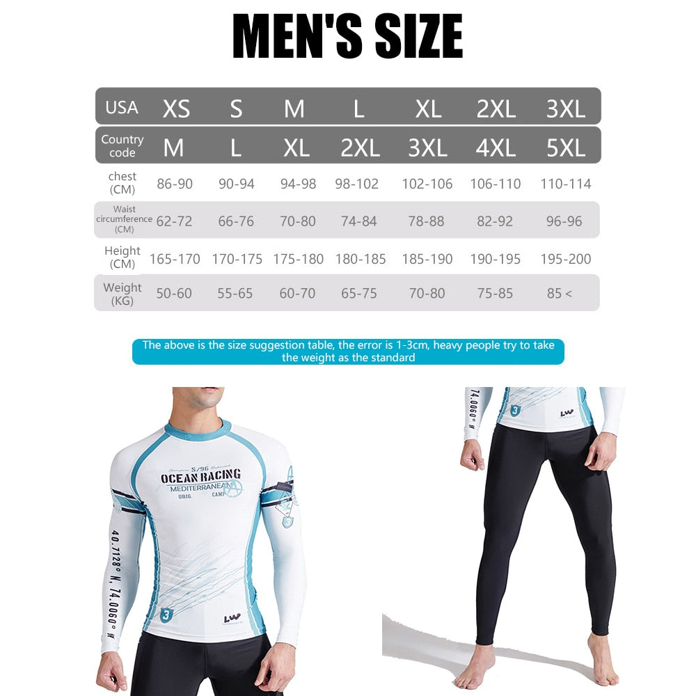 Men Long Sleeve Water Sports Fitness Suit