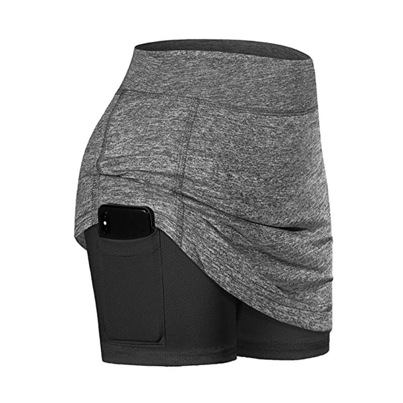 2-In-1 Tennis Skirt Sport Fitness Shorts