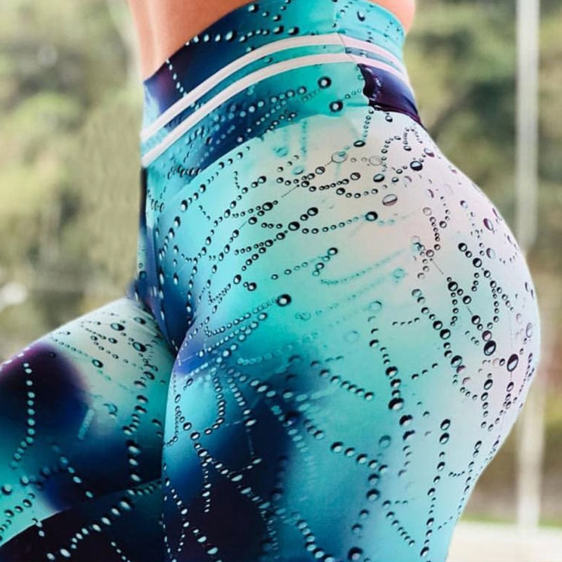 Women Workout Water Droplets Leggings