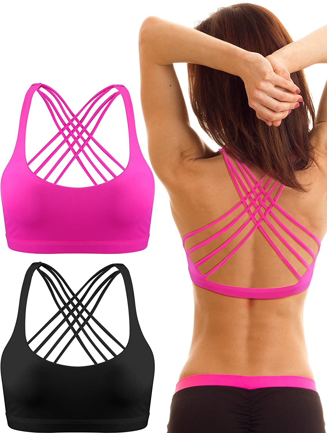 Women Padded Sports Cross Back Bra