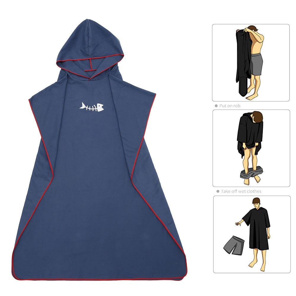 Wetsuit Changing Robe Poncho Towel with Hood