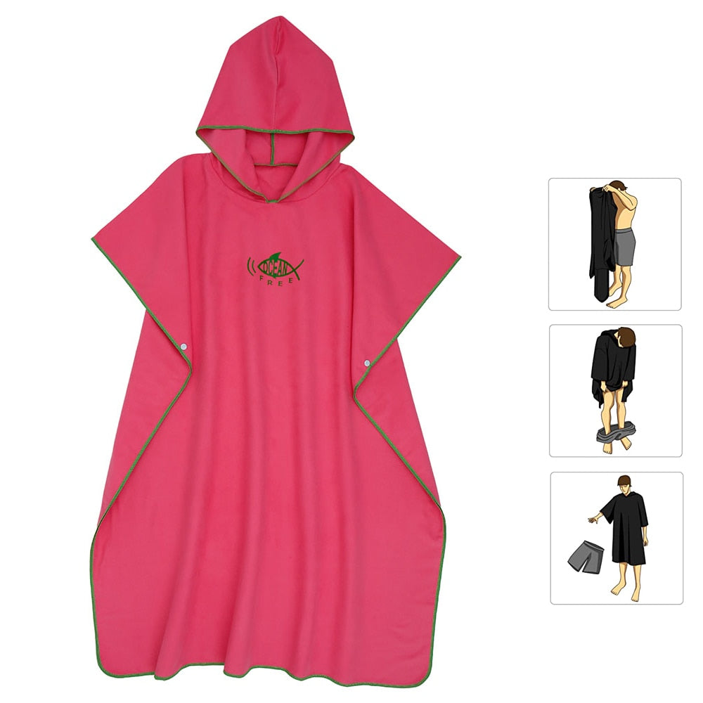 Wetsuit Changing Robe Poncho Towel with Hood