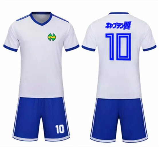 Soccer Jersey Sets White Top Blue Shorts