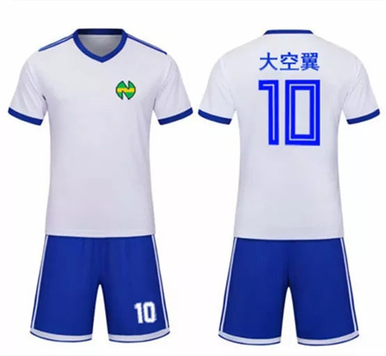 Soccer Jersey Sets White Top Blue Shorts