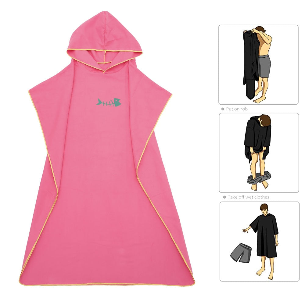 Wetsuit Changing Robe Poncho Towel with Hood