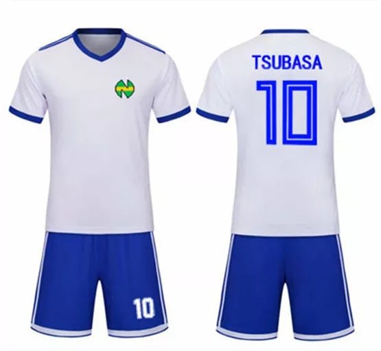 Soccer Jersey Sets White Top Blue Shorts