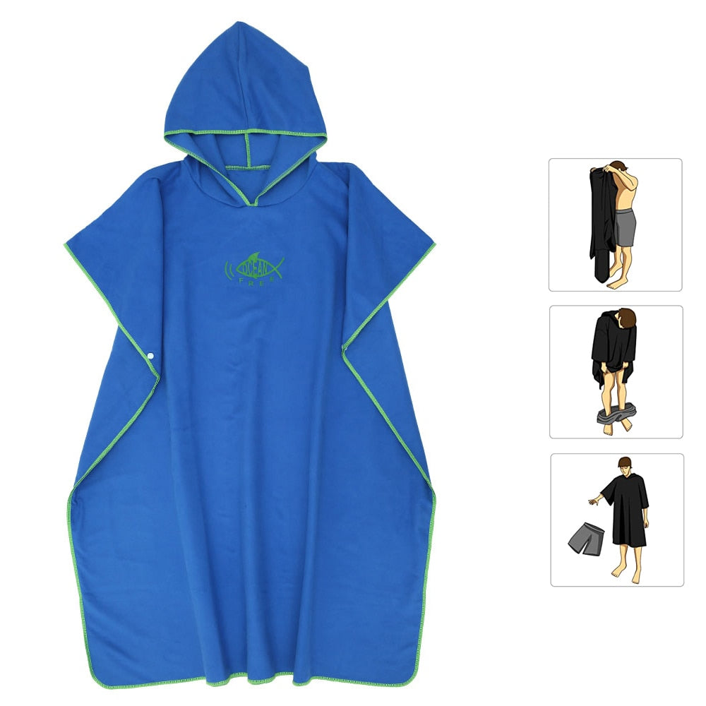 Wetsuit Changing Robe Poncho Towel with Hood