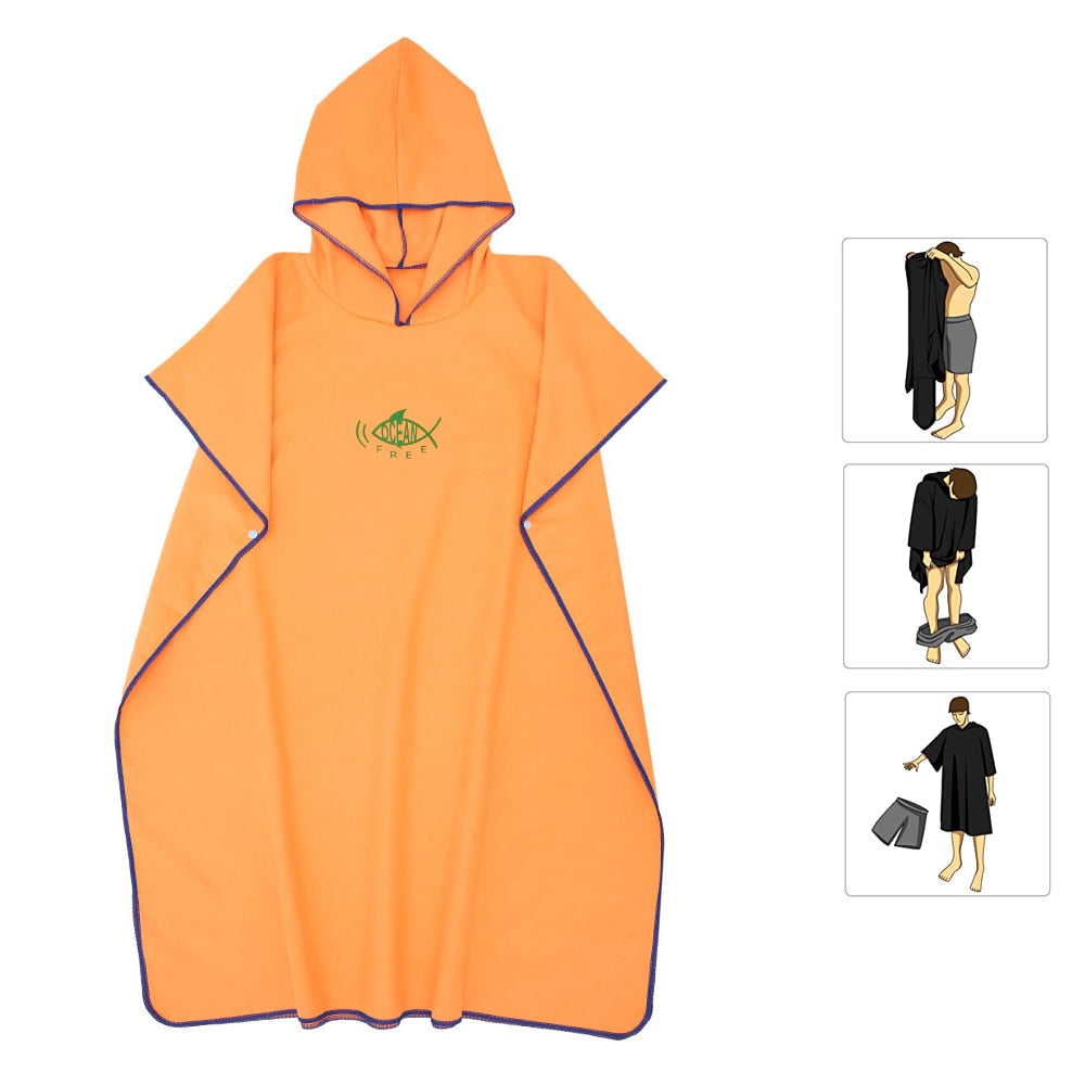 Wetsuit Changing Robe Poncho Towel with Hood