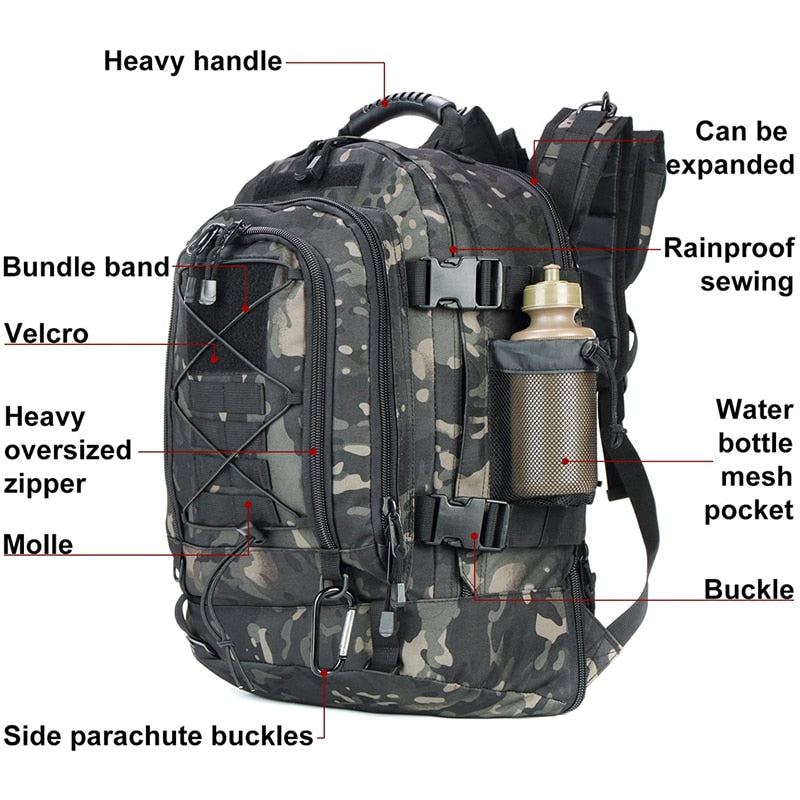 Men Waterproof Outdoor Military Tactical Backpack