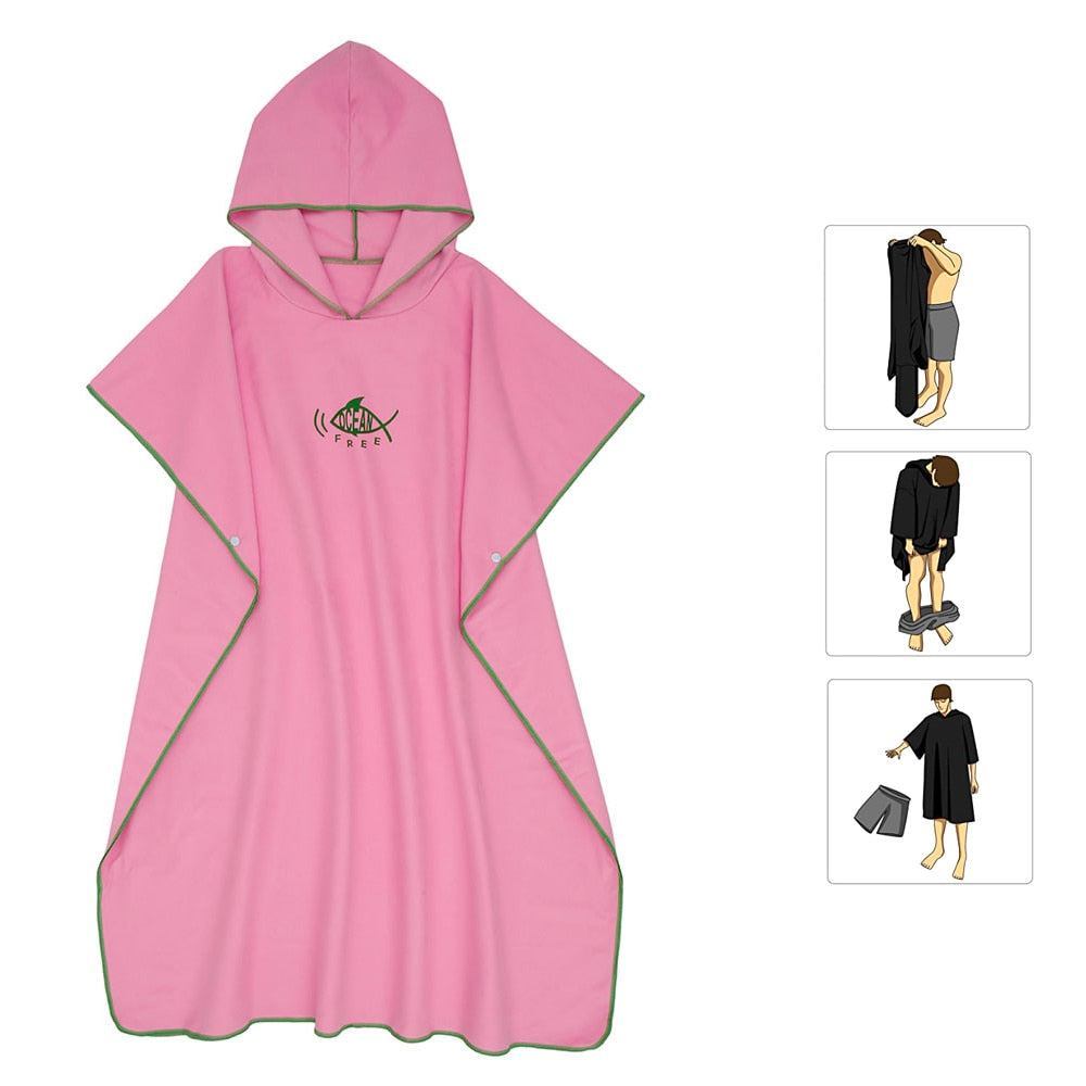 Wetsuit Changing Robe Poncho Towel with Hood